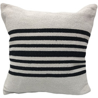 22 X 22 Black and White Striped cotton Zippered Pillow