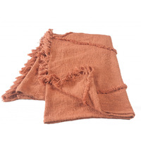 Orange Woven cotton Solid color Throw Blanket