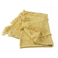 Yellow Woven cotton Solid color Throw Blanket