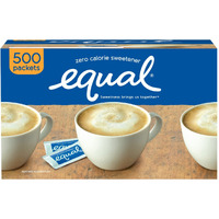 EQUAL 0 Calorie Sweetener, Sugar Substitute, Zero Calorie Sugar Alternative Sweetener Packets, Sugar Alternative, 500 Count