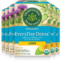 Traditional Medicinals Tea, Organic EveryDay Detox Lemon, Supports Healthy Skin & Liver Function, Detox, 96 Tea Bags (6 Pack)