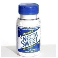 Necta Sweet Saccharin Tablets, 1/2 Grain, 1000 Tablet Bottle (Pack of 4)