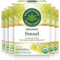 Traditional Medicinals Organic Fennel Herbal Tea, Promotes Digestive Health, (Pack of 6) - 96 Tea Bags Total