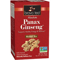 Bravo Tea Absolute Panax Ginseng Tea, Caffeine Free, 20 Tea Bags