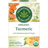 Traditional Medicinals Tea, Organic Turmeric w/Meadowsweet & Ginger, Supports a Healthy Response to Inflammation, 16 Tea Bags