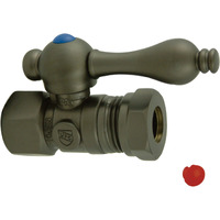 Kingston Brass CC44155 Quarter Turn Valves (1/2-Inch FIP X 1/2-Inch and 7/16-Inch O.D. Slip Joint), Oil Rubbed Bronze
