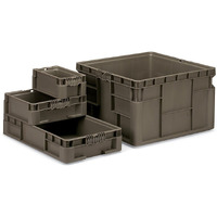 Stacker Straight Wall Container, 12L x 7-1/2W x 5H, up to 175 lbs. stack capacity, injection molded high density polyethylene, built-in hand grips on two sides, gray