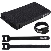 Cmple - 50PCS Reusable Cable Ties, Nylon Adjustable Cord Organizer Ties, Multi-purpose Hook Loop Cable Management Wire Ties, 6-inch Black