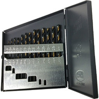 1/16" - 1/4" HSS Black & Gold Jobber Drill Bit Set, Metal Case, 13 Pieces (1/64 Increments), KFD13J-SET