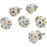 Ceramic Polka Dot Ball Knob/Multi Set of 6