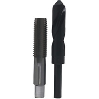 1"-8 HSS Plug Tap and matching 7/8" HSS 1/2" Shank Drill Bit in plastic pouch.