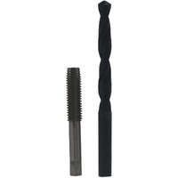 11/16"-16 HSS Plug Tap and matching 5/8" HSS 1/2" Shank Drill Bit in plastic pouch.