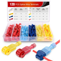 120 Pcs/60 Pairs Quick Splice Wire Terminals T-Tap Self-stripping with Nylon Fully Insulated Male Quick Disconnects Kit
