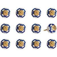 1.5" X 1.5" X 1.5" White Blue And Gold  Knobs 12 Pack