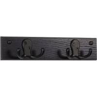 Wooden Mallet 2 Double Prong Hook Rail/Coat Rack, Black Hooks, Black