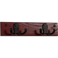 Wooden Mallet 2 Double Prong Hook Rail/Coat Rack, Black Hooks, Mahogany