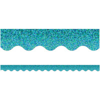 TEAL SPARKLE SCALLOPED BORDER TRIM