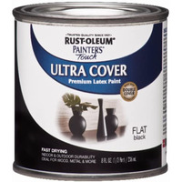1534411 ULTRA CVR PNT BLK 0.5PT Rust-Oleum Painters Touch Ultra Cover Flat Black Water-Based Ultra Cover Paint Exterior and Interior (Pack of 6)