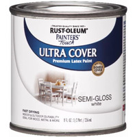 1534262 ULTRA CVR PNT WT SG .5PT Rust-Oleum Painters Touch Ultra Cover Semi-Gloss White Water-Based Ultra Cover Paint Exterior and In (Pack of 6)