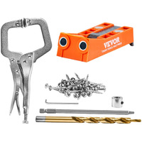 VEVOR Pocket Hole Jig, 56 Pcs Mini Jig Pocket Hole System with 9" C-clamp, Step Drill, Wrench, Square Drive Bit, Drill Stop Ring, and Screws, for DIY Carpentry Projects