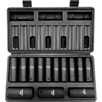 VEVOR 1/2" Drive Impact Socket Set, 13 Piece Deep Socket Set Metric 10-24mm, 6 Point CR-V Alloy Steel for Auto Repair, Easy-to-Read Size Markings, Rugged Construction, Includes Storage Case
