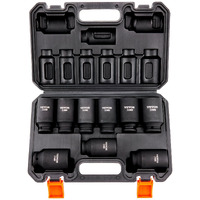 VEVOR 1/2 Drive Impact Socket Set, 9 Piece Deep Socket Set Metric 29-38mm, 6 Point Cr-Mo Alloy Steel for Auto Repair, Easy-to-Read Size Markings, Rugged Construction, Includes Storage Case