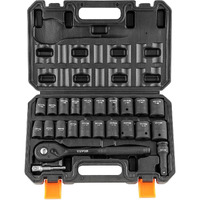 VEVOR 1/2 Drive Impact Socket Set, 23 Piece Socket Set SAE (7/16 -1)& Metric (13-24mm)6 Point Cr-V Alloy Steel for Auto Repair with Ratchet Handle Rugged Construction Storage Case