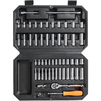VEVOR Socket Set, 1/4 Inch Drive Socket and Ratchet Set, 6-Point Socket Opening, 54 Pieces Tool Set SAE and Metric, Deep and Standard Sockets, 5/32-9/16 in, 4-14 mm, with Accessories, Storage Case
