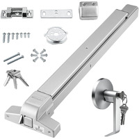 VEVOR Push Bar Door Locks, Carbon Steel Panic Bars for Exit Doors, with Exterior Lever and 3 Keys, Push Bar Panic Exit Device Door Hardware for Metal Wood Door, for Left and Right Handed Doors