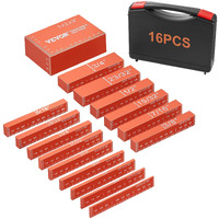 VEVOR Setup Blocks Woodworking Tools, 16-Piece, Precision Height Gauge Block Set, with Clearly Laser Engraved Size Markings and Storage Case, Aluminum Setup Bars for Router and Table Saw Accessories