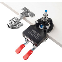 VEVOR 35 mm Concealed Door Hinge Jig, Aluminum Alloy Cabinet Hinge Jig, Accurate Locking Dual Clamp Fixation Hinge Drill Jig with Accessories, Woodworking Tool for Doors Cabinets Hinges Mounting