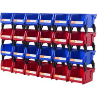 VEVOR Plastic Storage Bin, (5-Inch x 4-Inch x 3-Inch), Hanging Stackable Storage Organizer Bin, Blue/Red, 24-Pack, Heavy Duty Stacking Containers for Closet, Kitchen, Office, or Pantry Organization