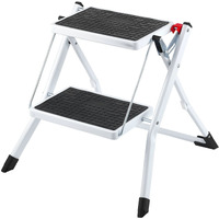 VEVOR Step Ladder 2-Step 330lbs Capacity, Ergonomic Folding Steel Step Stool with Wide Anti-Slip Pedal, Sturdy Step Stool for Adults Toddlers, Multi-Use for Household, Kitchen, Office, RVs