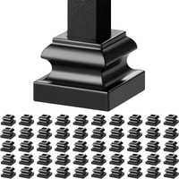 VEVOR Aluminum Alloy Baluster Shoes Stair Flat Shoe with Screw Holes for 1/2 Inch Square Scroll Basket Twist Knuckle Staircase Balusters Metal Spindle Railing, Satin Black (50 Pcs)