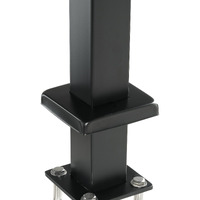 VEVOR Cable Railing Post, 36" x 2" x 2" Steel Level Deck Railing Post Without Holes, SUS304 Stainless Steel Cable Rail Post, Stair Handrail Post with Horizontal and Curved Bracket, 1-Pack, Black