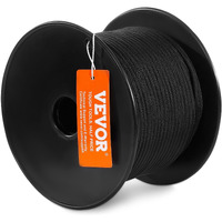 VEVOR Braided Nylon Cord, 3/16 inch by 250 feet, 32-Strand Design, 720 LBS Tensile Strength, Multi-Purpose Black Rope for Outdoor, Tree Work, Hiking, Swinging, and Rescue Operations