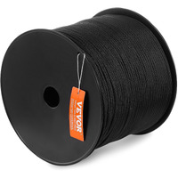 VEVOR Braided Nylon Rope, 3/16 in x 1000 ft, 32 Strands, 720 LBS Breaking Strength Outdoor Climbing Rope, Arborist Tree Climbing Rigging Rope for Rock Hiking Camping Swing Rappelling Rescue, Black