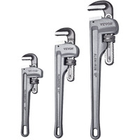 VEVOR 3-Piece Pipe Wrench Set, 10" 14" 18" Aluminum Straight Pipe Wrench, Adjustable Plumbing Wrench, with High Strength Jaw and Ergonomic Handle, Hangable Design, for Water Pipes, Automotive Repairs