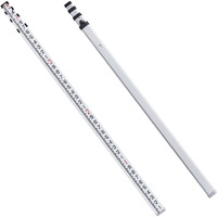 VEVOR Aluminum Grade Rod, 14-Feet/10ths 6 Sections Telescopic Measuring Rod,Double-Sided Scale 1/10 ft Leveling Rod Stick,Aluminum Alloy Survey Rod w/ Bubble Level&Carrying Bag for Houses,Walls,Floors