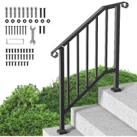 VEVOR 2-3 Step Handrails for Outdoor for Seniors Porch Deck Black Retro Arch