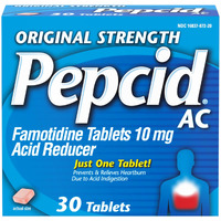 Pepcid AC Original Strength Heartburn Relief Tablets, Prevents & Relieves Heartburn Due to Acid Indigestion & Sour Stomach, 10 mg Famotidine to Reduce & Control Acid, Fast-Acting, 30 Ct