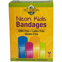 All Terrain Kids Neon Bandages, Latex-Free, Fun Neon Colors, 20 Sterile Bandages - Assorted Sizes