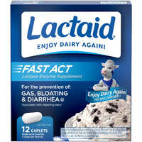 Lactaid Fast Act Lactose Intolerance Relief Caplets with Lactase Enzyme, 12 Travel Packs of 1-ct.