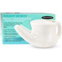ANCIENT SECRETS Neti Pot Sinus Rinse - Nasal Cleansing Pot, Nasal Irrigation, Dishwasher-Safe, Ergonomic, No-Leak Ceramic Neti Pot, 1 Count