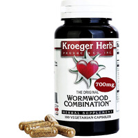 Kroeger Herb Wormwood Combination Vegetarian Capsules with Black Walnut Leaves, Wormwood, Quassia, Cloves, Male Fern, 100 Count