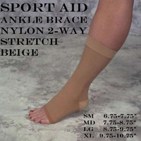 Sportaid Ankle Brace, Nylon Two-Way Stretch, Beige color, Size: Large - 1 ea