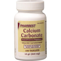 Pharbest Calcium Carbonate Antacid and Calcium Supplement 10 Grains - 100 Tablets by HARBEST
