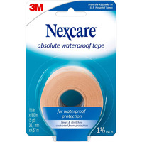 Nexcare Absolute Waterproof Tape, Flexible Foam Medical Tape, Secures Dressing and Keeps Wounds Dry - 1.5 in x 5 yds, 1 Roll of Tape