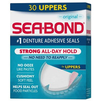 Sea Bond Secure Denture Adhesive Seals, Original Uppers, Zinc-Free, All-Day-Hold, Mess-Free, 30 Count (Pack of 1)