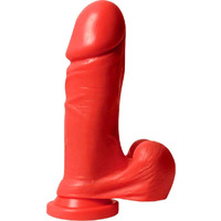 BIG BOY 9IN WITH BALLS SUCTION CUP RED JELLY